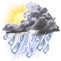 Today: Moderate or heavy rain in area with thunder - Wind: Gentle Breeze (19km/h) from NW - Precipitation: 23.4mm
